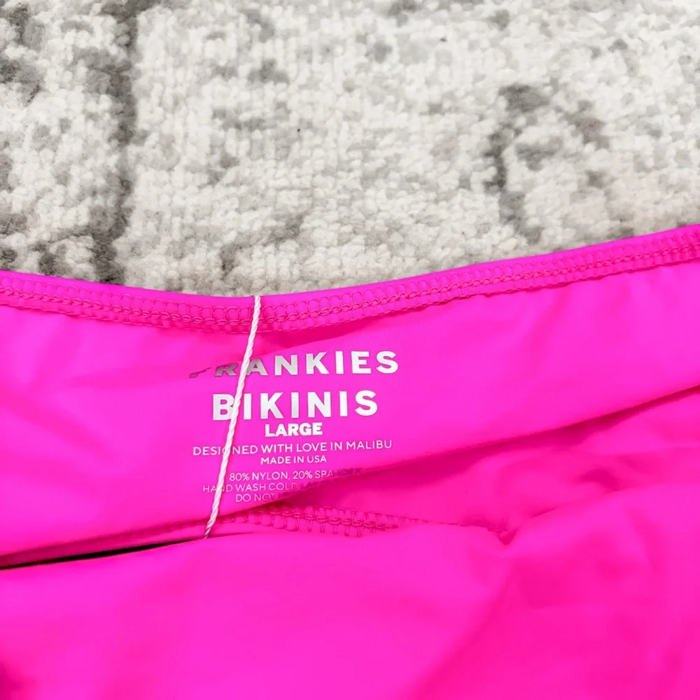 NEW Frankie’s Bikinis Jean Bandeau Bikini Top Andrea Mini Skirt Watermelon